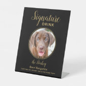 ブラック結婚金ゴールドのカスタムペット犬のシグネチャードリンク 台座サイン (正面)