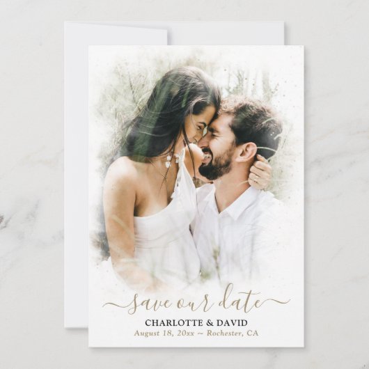 ブラック結婚金ゴールドの写救真 セーブザデート (正面)