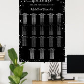ブラック結婚・シルバーの座席表18表 ポスター (ホームオフィス)