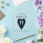 ブラック結婚・スーツとタイ・グロムスマンの提案 アクリル招待状 (インサイチュ (ウェディング))