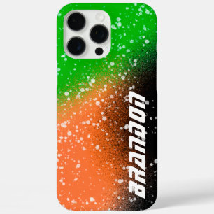 ブラック絵を描オレンジとグリーンの名前 iPhone 16 PRO MAXケース