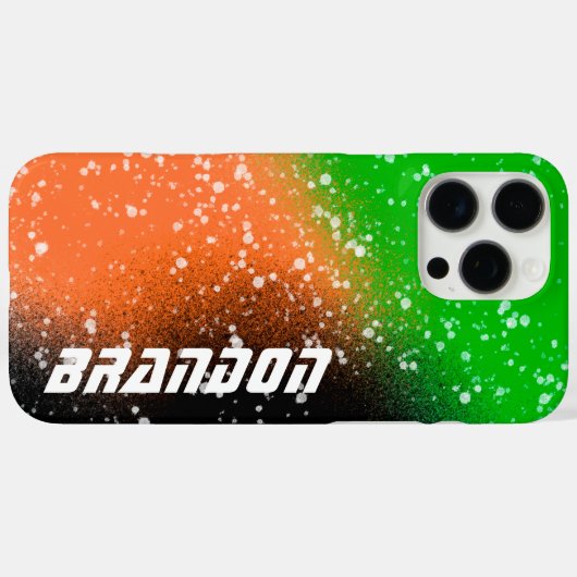 ブラック絵を描オレンジとグリーンの名前 Case-Mate iPhoneケース (裏面 (横))