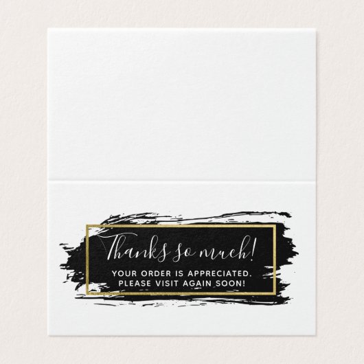 ブラック絵を描ストロークおよびモダン金ゴールドサンキューカード (外部フラット)