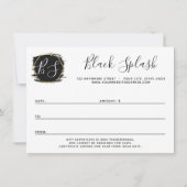 ブラック絵を描ストロークおよびモダン金ゴールド証明書カード 招待状 (裏面)