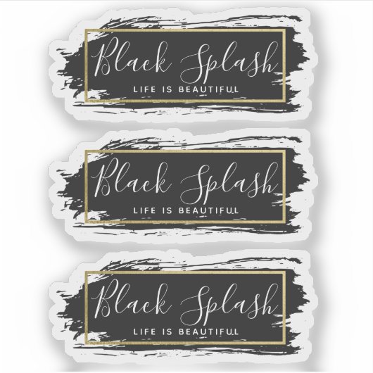 ブラック絵を描ストロークとモダン金ゴールドジオ3 – ピースロゴ シール (正面)