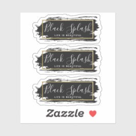 ブラック絵を描ストロークとモダン金ゴールドジオ3 – ピースロゴ シール