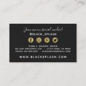 ブラック絵を描ストロークと金ゴールドのモダンソーシャルネットワーキング 名刺 (裏面)