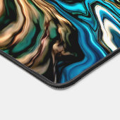 ブラック絵を描金ゴールドターコイズブルー デスクマット (コーナー)