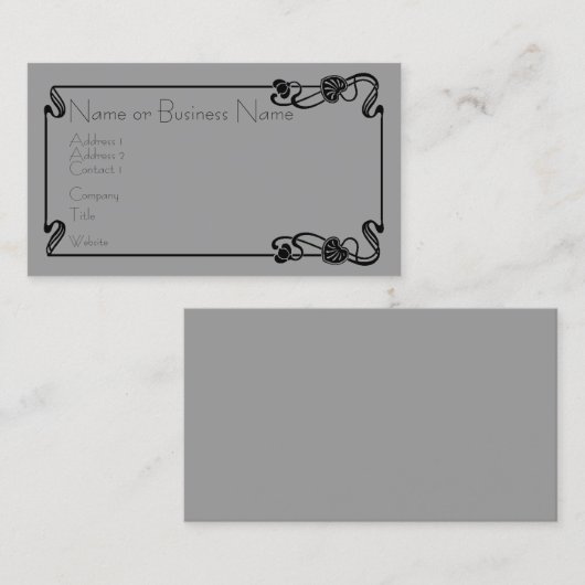 ブラック縁どアールヌーボー名刺 名刺 (正面/裏面)