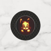 ブラック縁どオレンジ白熱［赤熱］光を放つハロウィーンキャット コンフェッティ (スモール正面)