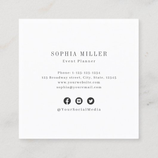 ブラック縁どカスタム会社のロゴプロフェッショナル スクエア名刺 (裏面)