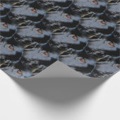 ブラック縁どコリードッグ顔動物アートパターン ラッピングペーパー (角)