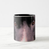 ブラック縁どコリー顔アップクローズ ツートーンマグカップ (中央)