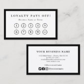 ブラック縁どソーシャルメディアロイヤリティパンチカード ロイヤリティカード (正面/裏面)