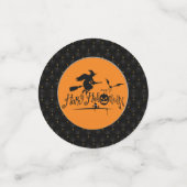 ブラック縁どハッピーハローウィンウィッチとこうもり コンフェッティ (スモール正面)