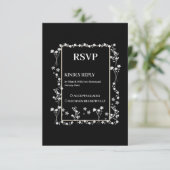 ブラック縁どフローラ結婚ズ 出欠カード (スタンド正面)