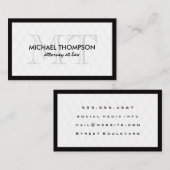 ブラック縁どモノグラムエレガントダイヤモンドパターン 名刺 (正面/裏面)