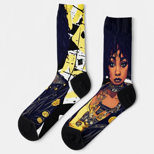 ブラック美しいアーバン転がロック反革ジャケット ソックス (左)