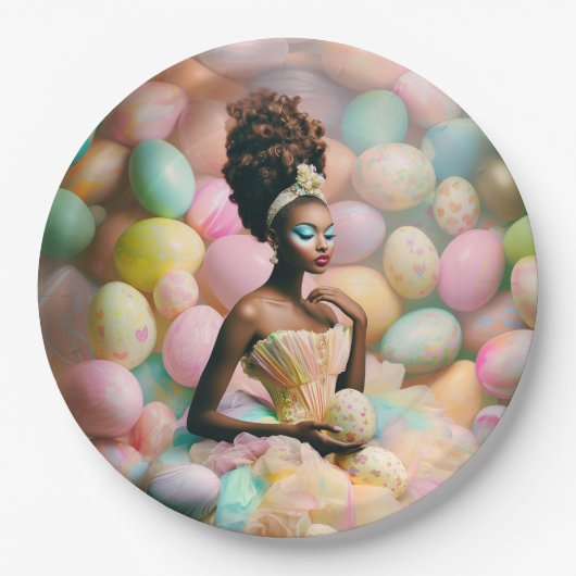 ブラック美しいイースターミューズ紙プレート ペーパープレート (正面)