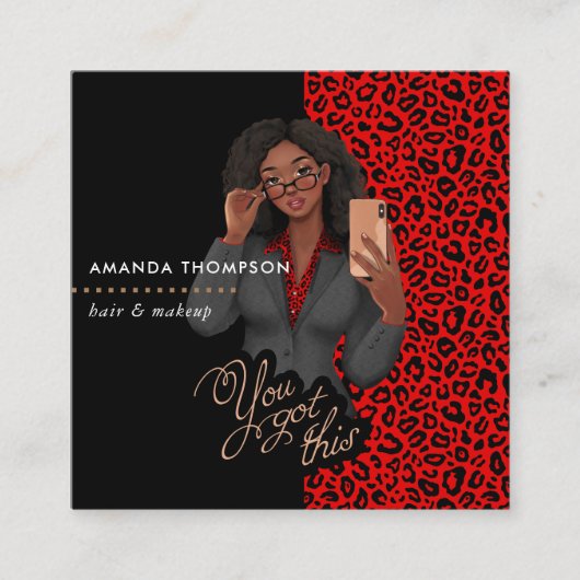 ブラック美しいファッション名刺 スクエア名刺 (正面)