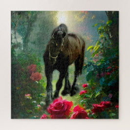 ブラック美しいフライアシアンホースファンタジー-パズル ジグソーパズル