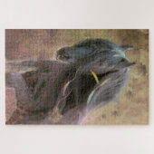 ブラック美しいフライアシアンホース – パズル (横)