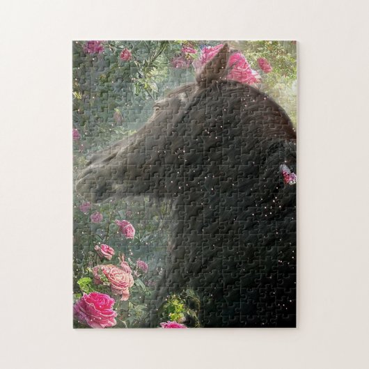 ブラック美しいフライアシアンホース – パズル (縦)