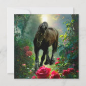 ブラック美しいフリシアンホースファンタジー – グリーティングカー 招待状 (正面)