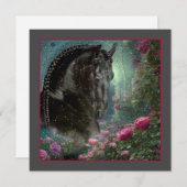 ブラック美しいフリシアンホース – グリーティングカード シーズンカード (正面/裏面)