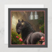 ブラック美しいフリシアンホース – グリーティングカード シーズンカード (正面/裏面)