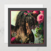 ブラック美しいフリシアンホース – グリーティングカード シーズンカード (正面/裏面)