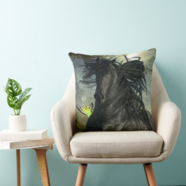 ブラック美しいフリシアンホース – ピロー