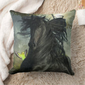 ブラック美しいフリシアンホース – ピロー (ブランケット)
