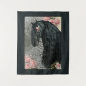 ブラック美しいフリーシアホース – タペストリー (正面)