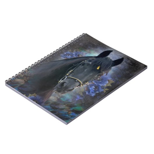 ブラック美しいフリーシアホース – ノートブック (左側)