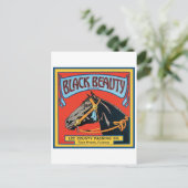 ブラック美しいヴィンテージクレートラベル – 馬 ポストカード (スタンド正面)