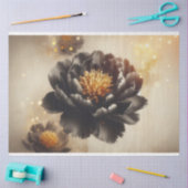 ブラック美しい牡丹バラデクページティッシュペーパー 薄葉紙 (クラフト)