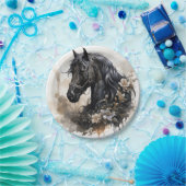 ブラック美しい馬ポートレート ペーパープレート (パーティー)