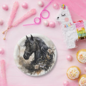 ブラック美しい馬ポートレート ペーパープレート (パーティー)