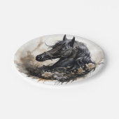 ブラック美しい馬ポートレート ペーパープレート (アングル)