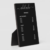 ブラック美容師サロン価格表サービス・メニュー フォトプラーク (側面)