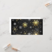 ブラック背景に金のクリスマスの雪の結晶 カード (正面/裏面インサイチュ)