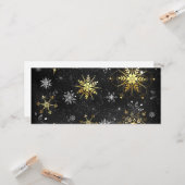 ブラック背景に金のクリスマスの雪の結晶 カード (正面/裏面インサイチュ)