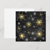 ブラック背景に金のクリスマスの雪の結晶 シーズンカード (正面/裏面)