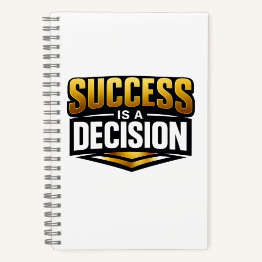 ブラック背景に金のタイポグラフィで「成功」 ノートブック (正面)