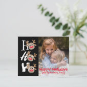 ブラック背景のクリスマスカートゥーントナカイ ホー ホー ホー シーズンカード (スタンド正面)