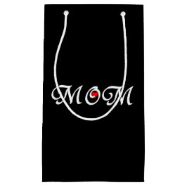 ブラック背景のママ赤いハート抱き枕。 スモールペーパーバッグ