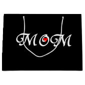 ブラック背景のママ赤いハート抱き枕。 ラージペーパーバッグ (正面)