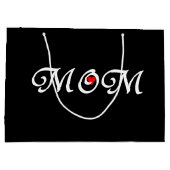 ブラック背景のママ赤いハート抱き枕。 ラージペーパーバッグ (裏面)