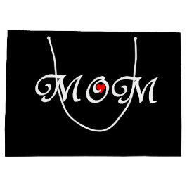 ブラック背景のママ赤いハート抱き枕。 ラージペーパーバッグ